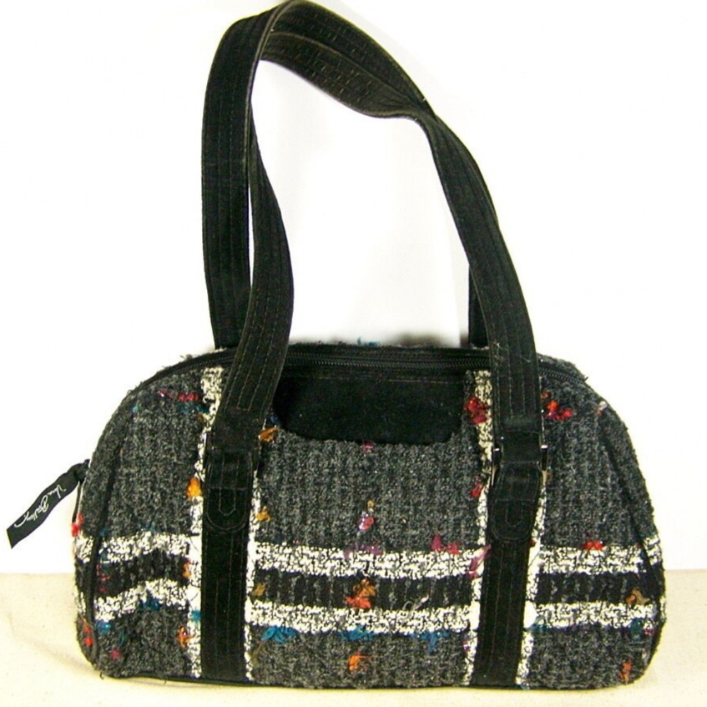 Vera Bradley Grey & White Tweed Handbag Purse